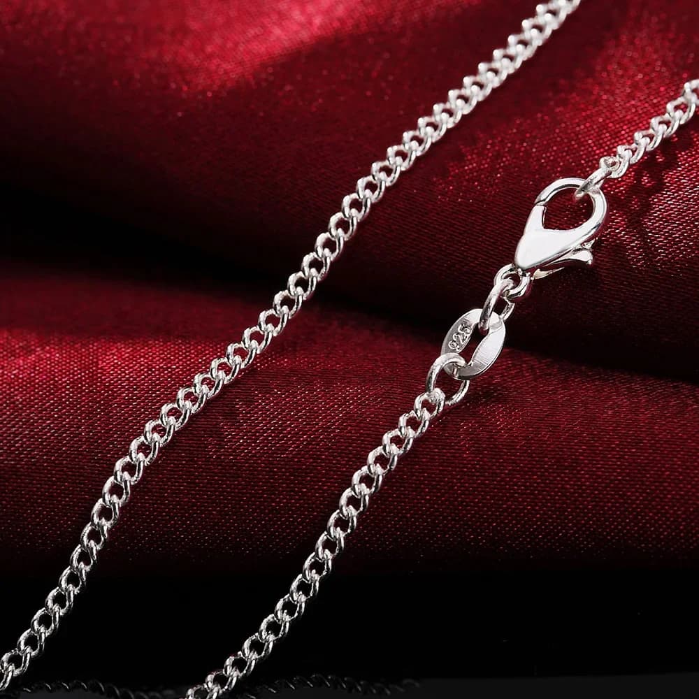 Collier en argent Sterling 925, 16/18/20/22/24/26/28/30 pouces, chaîne de 2MM pour femmes et hommes,