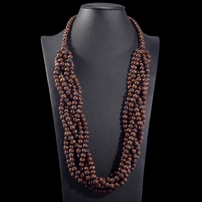 Collier et pendentif en bois multicouche faits à la main, bijoux africains, bavoir de perles, Long C
