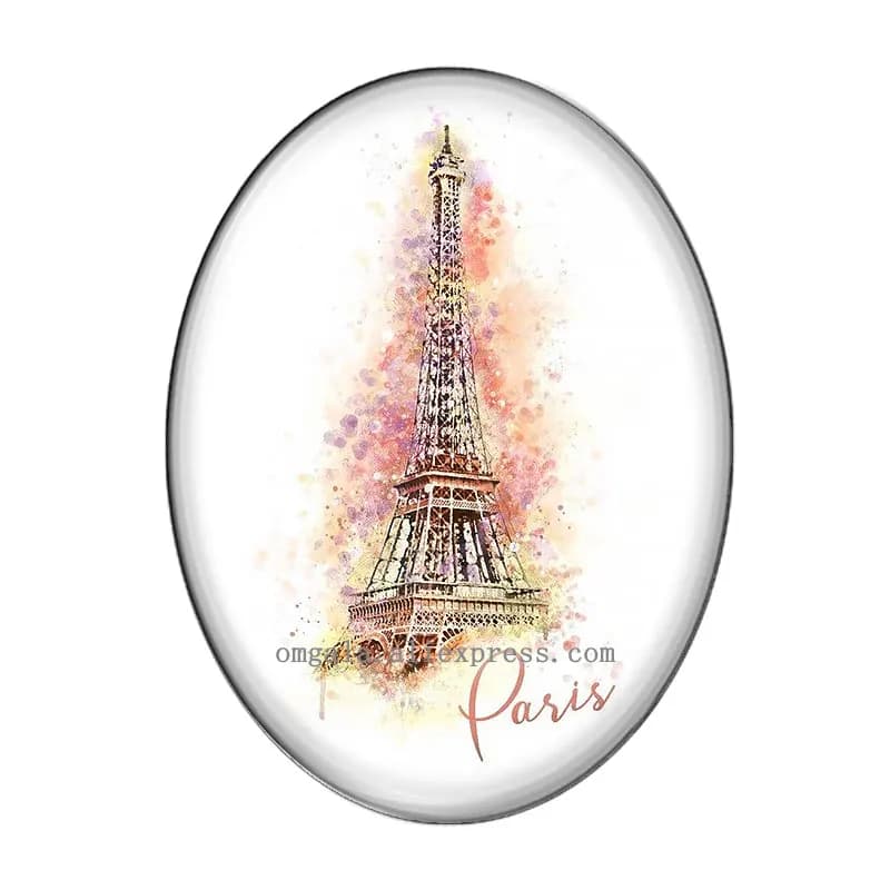 Cabochon naren verre avec photo, Paris, Tour Eiffel, Art Customs, Flat Back, Executive Finds, 13x18m