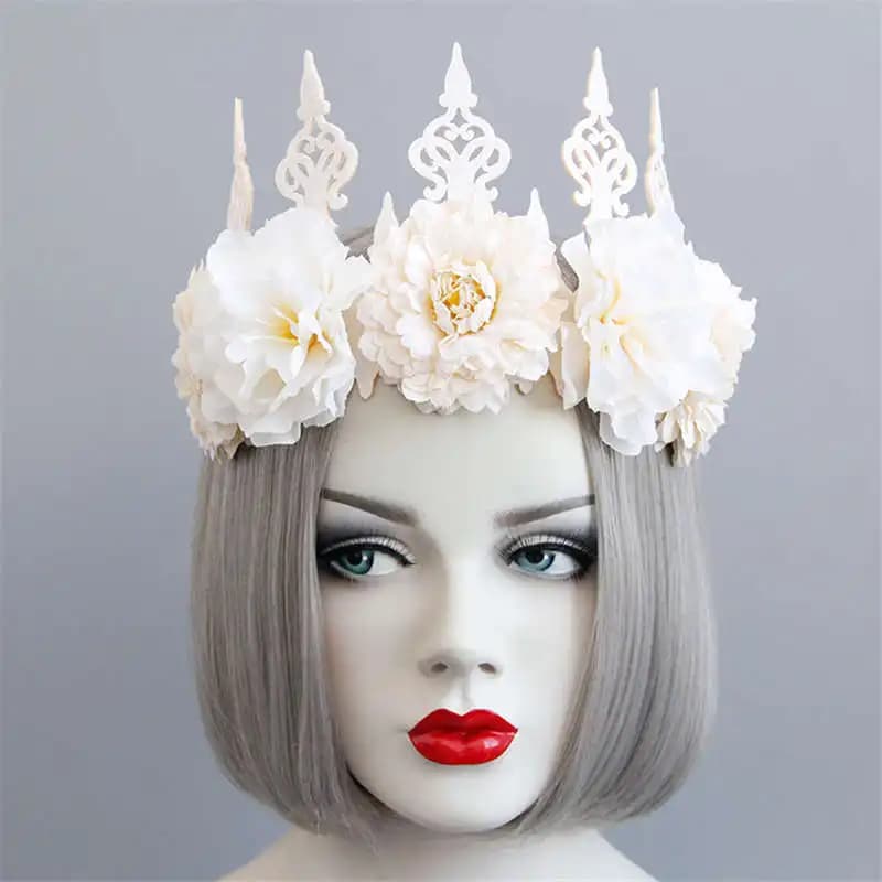 Diadème de couronne de bijoux de cheveux de fleur de rose rouge pour des femmes, accessoires gothiqu