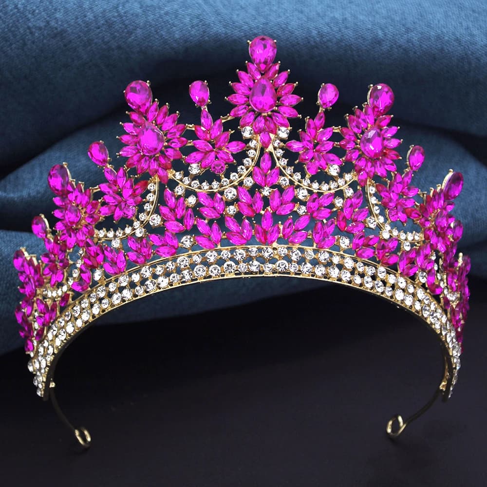 Diadèmes et couronnes de luxe en cristal rouge Rose pour mariée, coiffure de couronne de mariage, pr