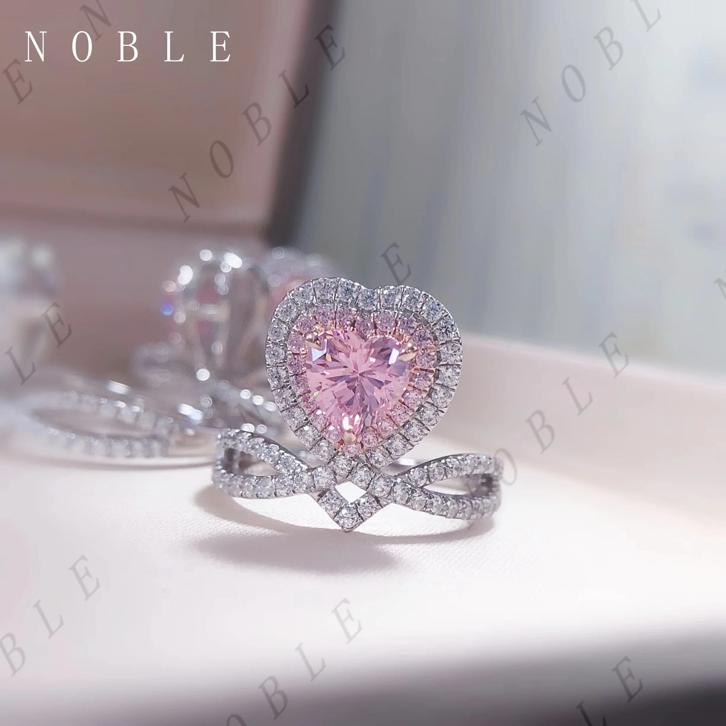 Bague en platine pur PT950 1CT, bague de fiançailles en Moissanite rose pour femmes, bijoux de fête 