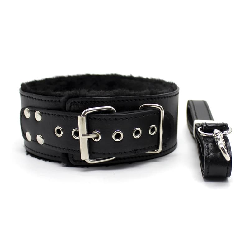 Collier Bdsm en cuir et laisse en peluche, collier sexuel de Bondage, jouets SM pelucheux, contraint