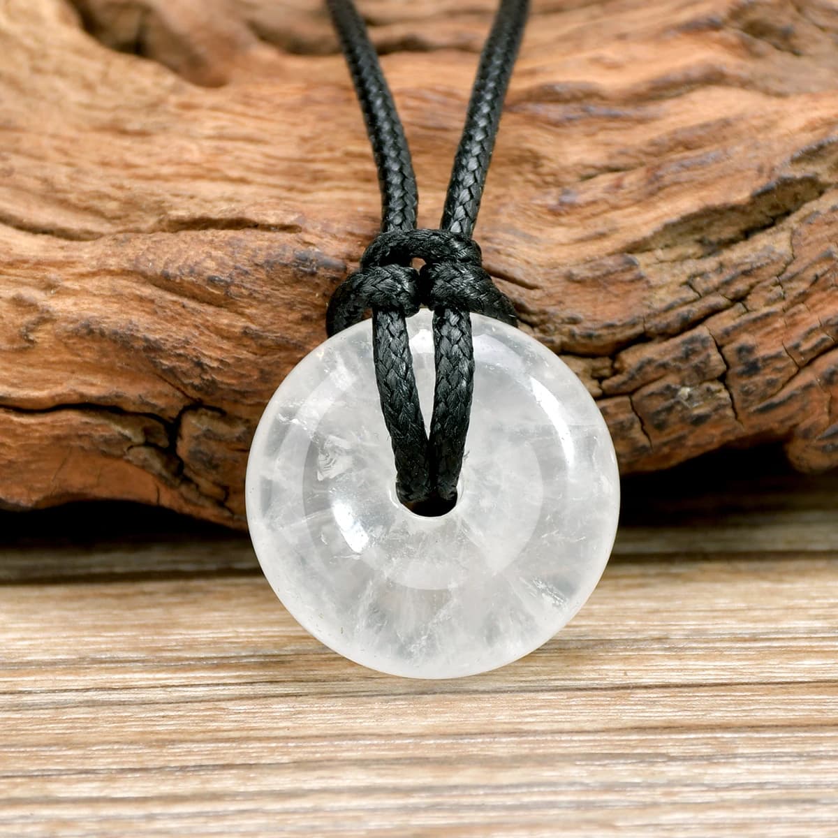 Collier pendentif en pierre naturelle pour femmes et hommes, style bohème, 25mm, quartz blanc, quart