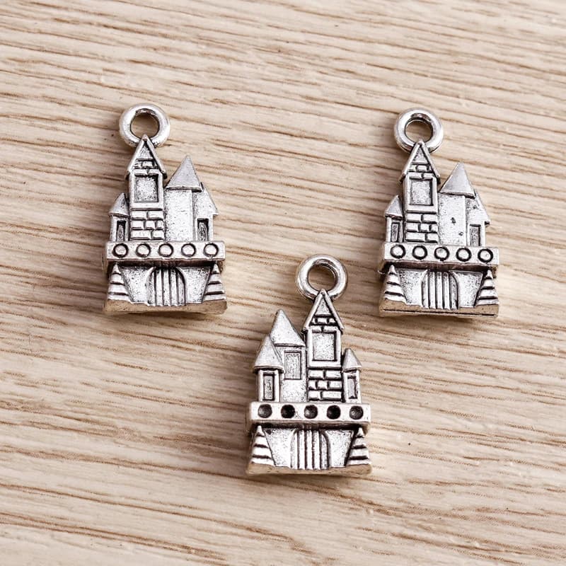 Tusember – pendentifs en forme de château, couleur argent antique, 11x21mm, pour colliers, boucles d