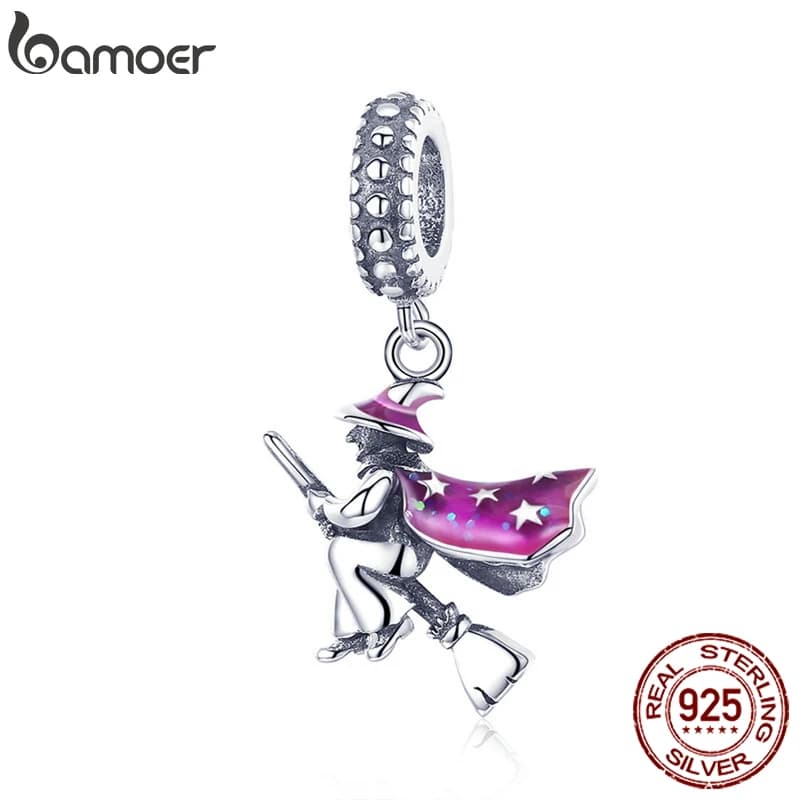 BAMOER authentique 100% 925 argent Sterling sorcière magique pendentif breloques adapté aux femmes B