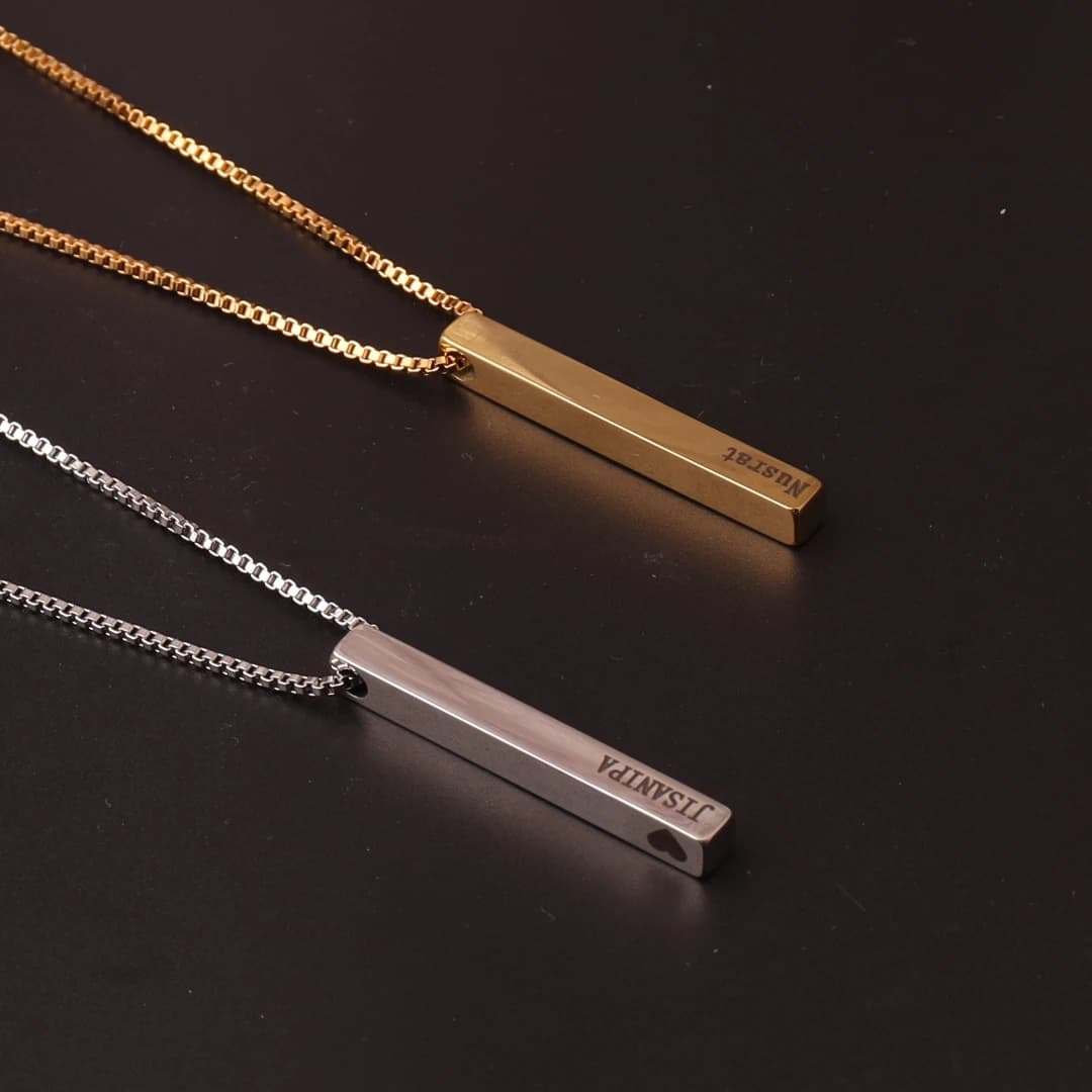 Pendentif carré gravé personnalisé pour femme, colliers de la présidence, acier inoxydable, gravure 