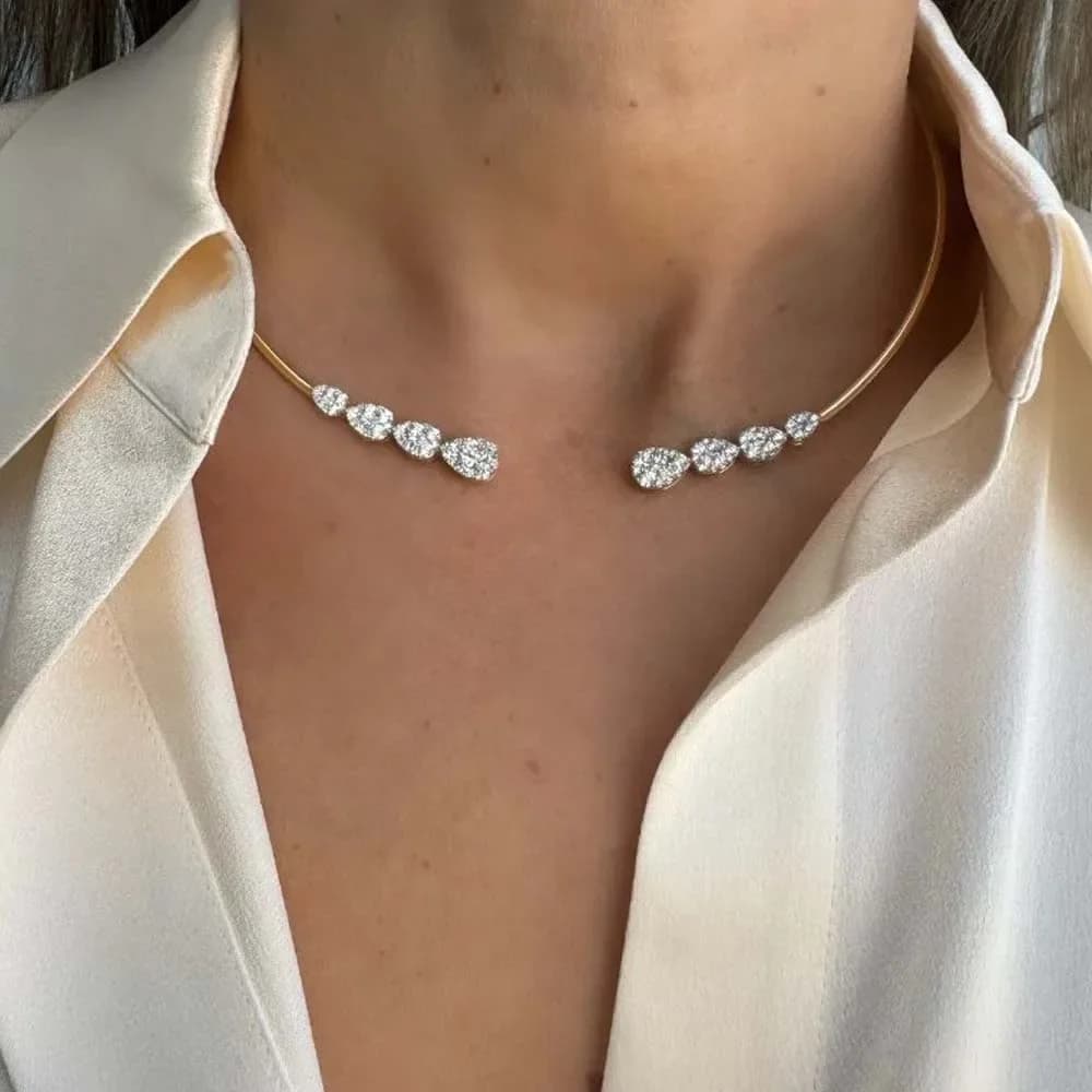 Stonefans – collier ras du cou goutte d'eau pour femmes, accessoires de bal, strass, mode scintillan