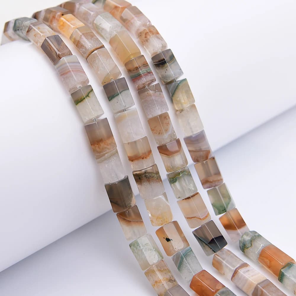 APDGG – mélange de couleurs naturelles, agate uruguayenne et quartz, tube hexagonal, perles en vrac,