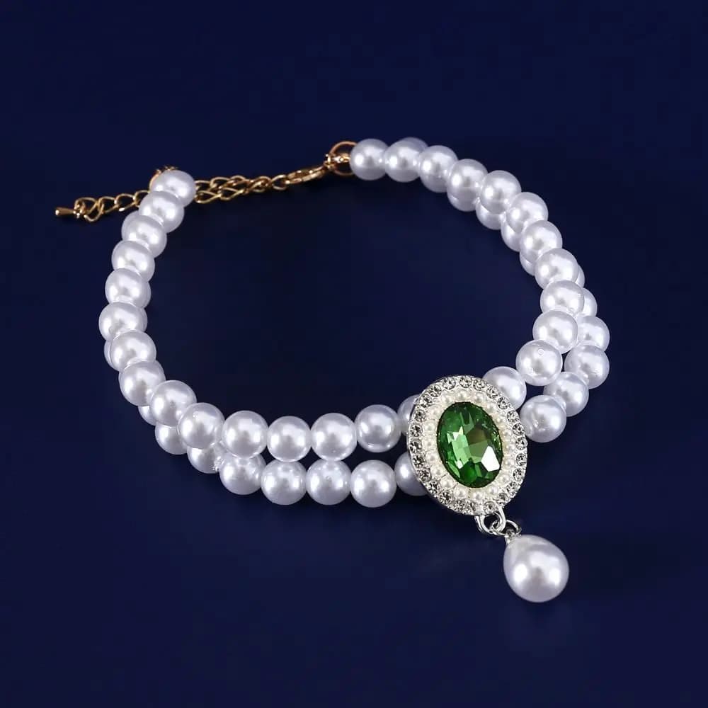 Collier Double couche en perles pour animaux de compagnie, doux et réglable, chaîne de cou de chat, 