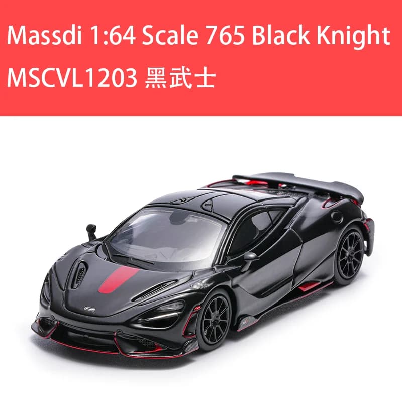 Modèle de voiture en alliage Massdi à l'échelle 1:64, Black Knight/SENNA rouge, collection classique