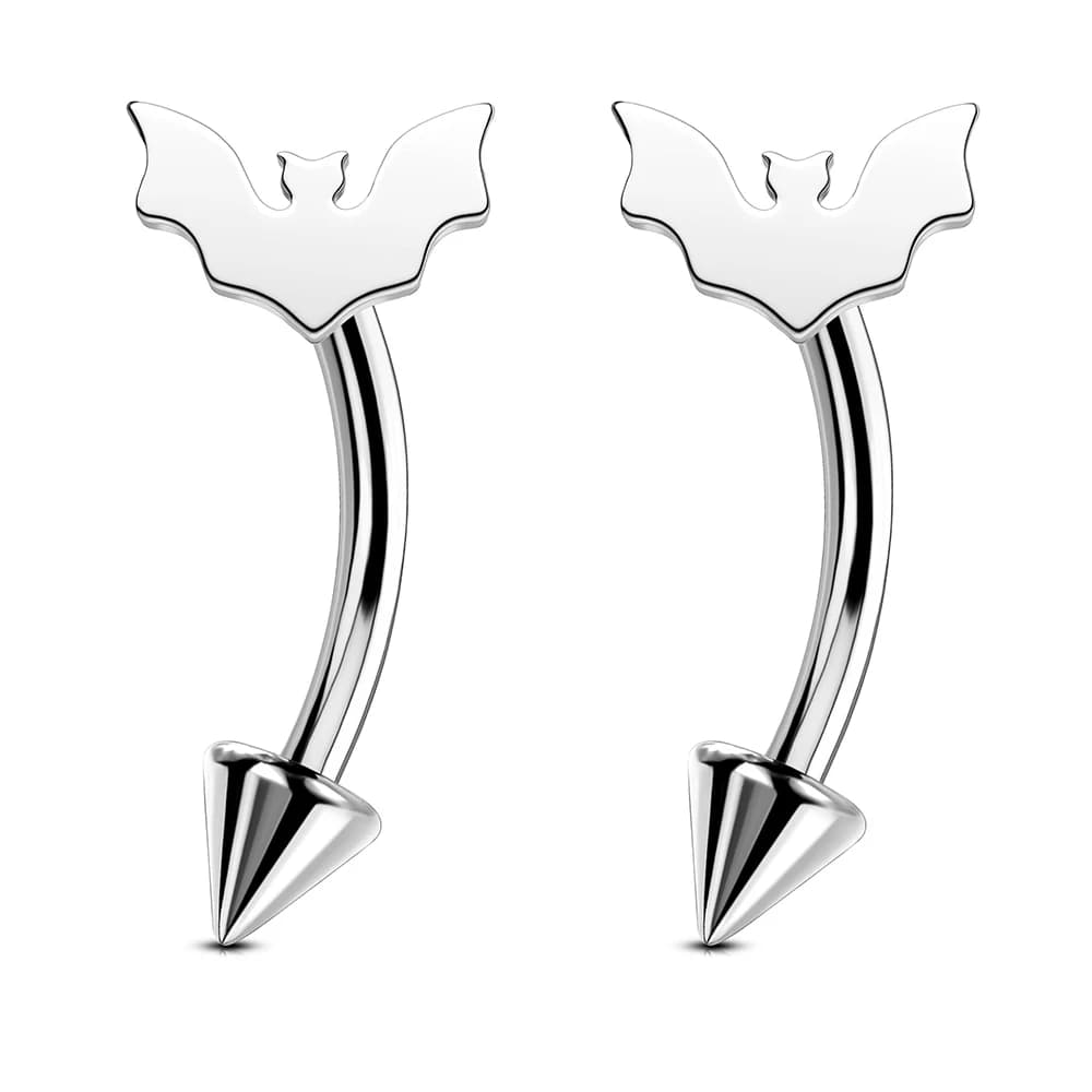 2 pièces 16G Bijoux de piercing pour femme : Anneau de sourcil Bat Rook, Labret vertical, Barbell co