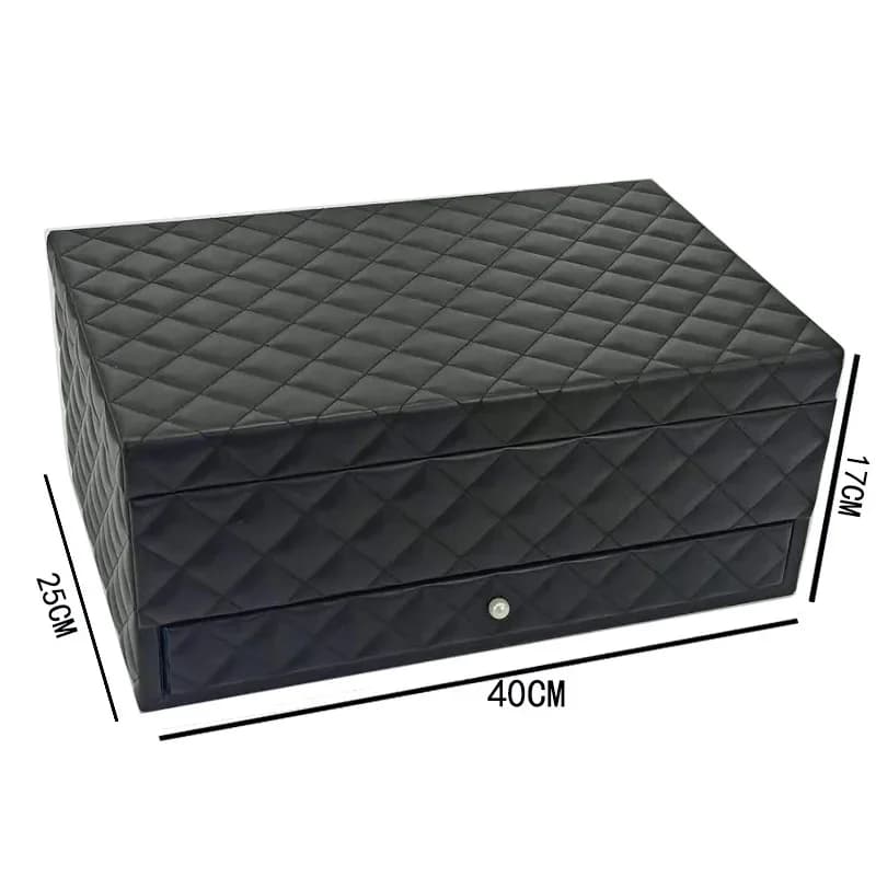 LbarleyLuxury boîte à bijoux boîtes de rangement multifonctions en cuir PU grand organisateur de bij