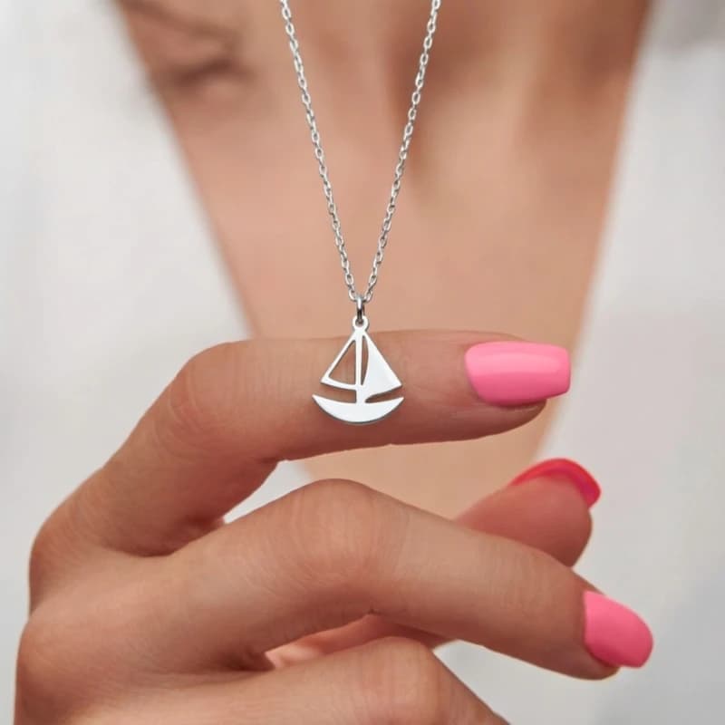Collier tendance avec pendentif bateau à voile, en acier inoxydable 316L, breloque en or/argent 18 c