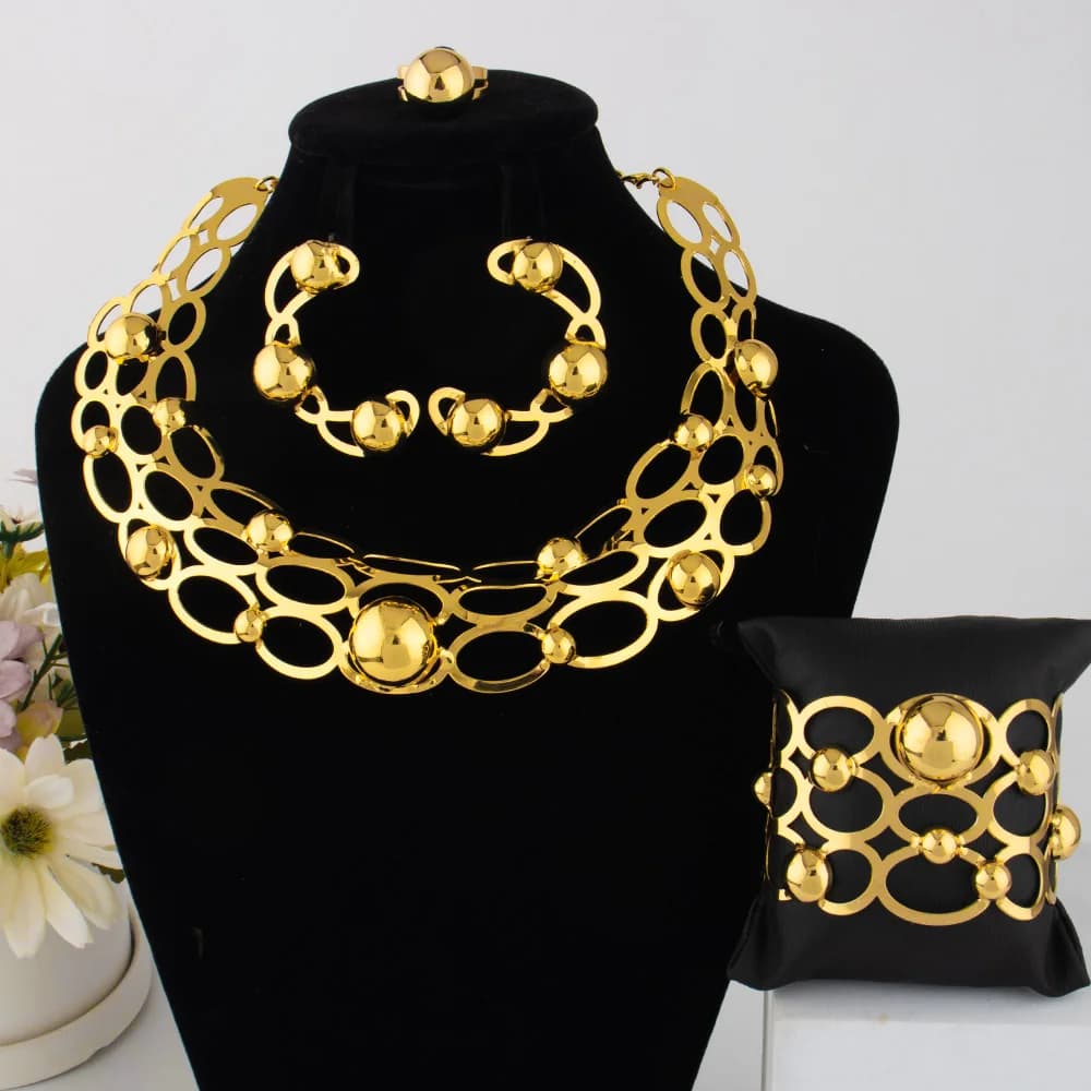 Ensemble de bijoux de mariage, collier, boucles d'oreilles, Bracelet, bague, couleur indienne, éléga