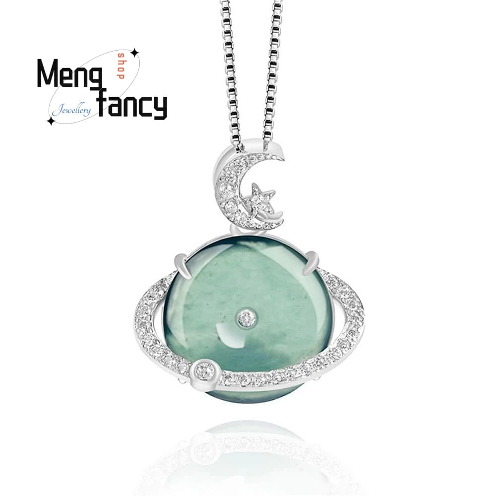 A-goods – boucle d'eau bleue en jadéite naturelle, incrustation en argent S925, pendentif en Jade gl