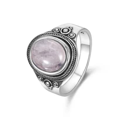 Nasiya-Bagues en Quartz Rose Naturel pour Femme, Bijoux en Pierres Précieuses Argentées, Cadeau d'An