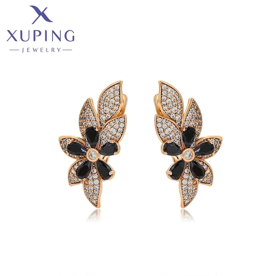 Xuping bijoux mode fleur breloques boucles d'oreilles multicolore pierre populaire Huggies boucle d'