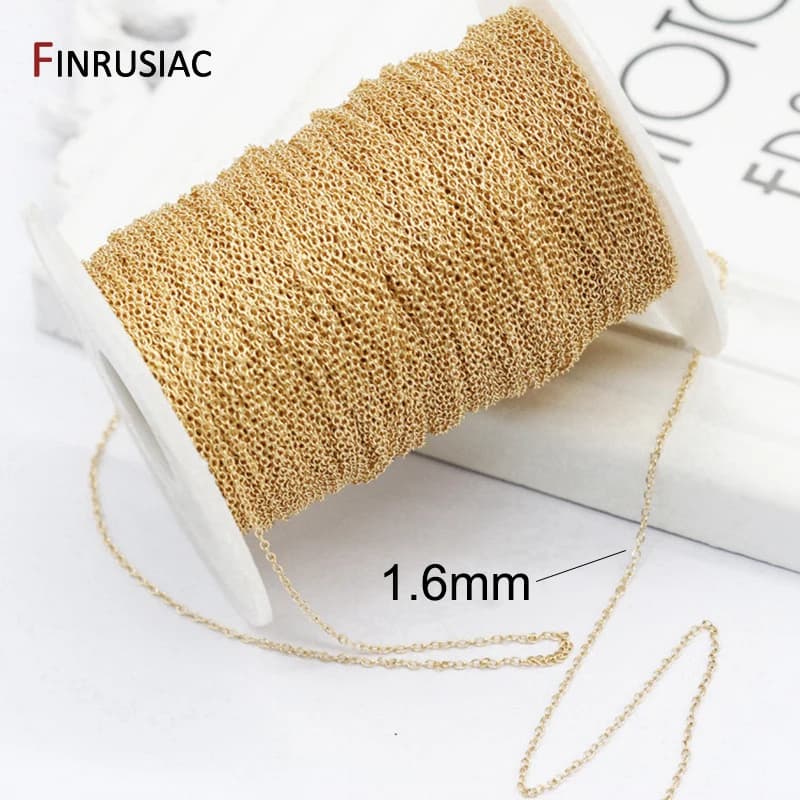 Chaîne fine plaquée or véritable 14K, 1.3mm, pour la fabrication de bijoux, vente en gros de chaînes