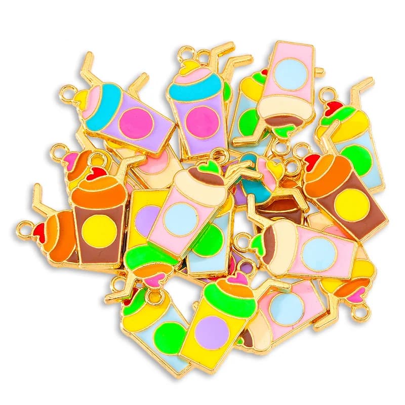 Pendentif à breloque multicolore en émail, thé au lait, pour la fabrication de bijoux, colliers, bou