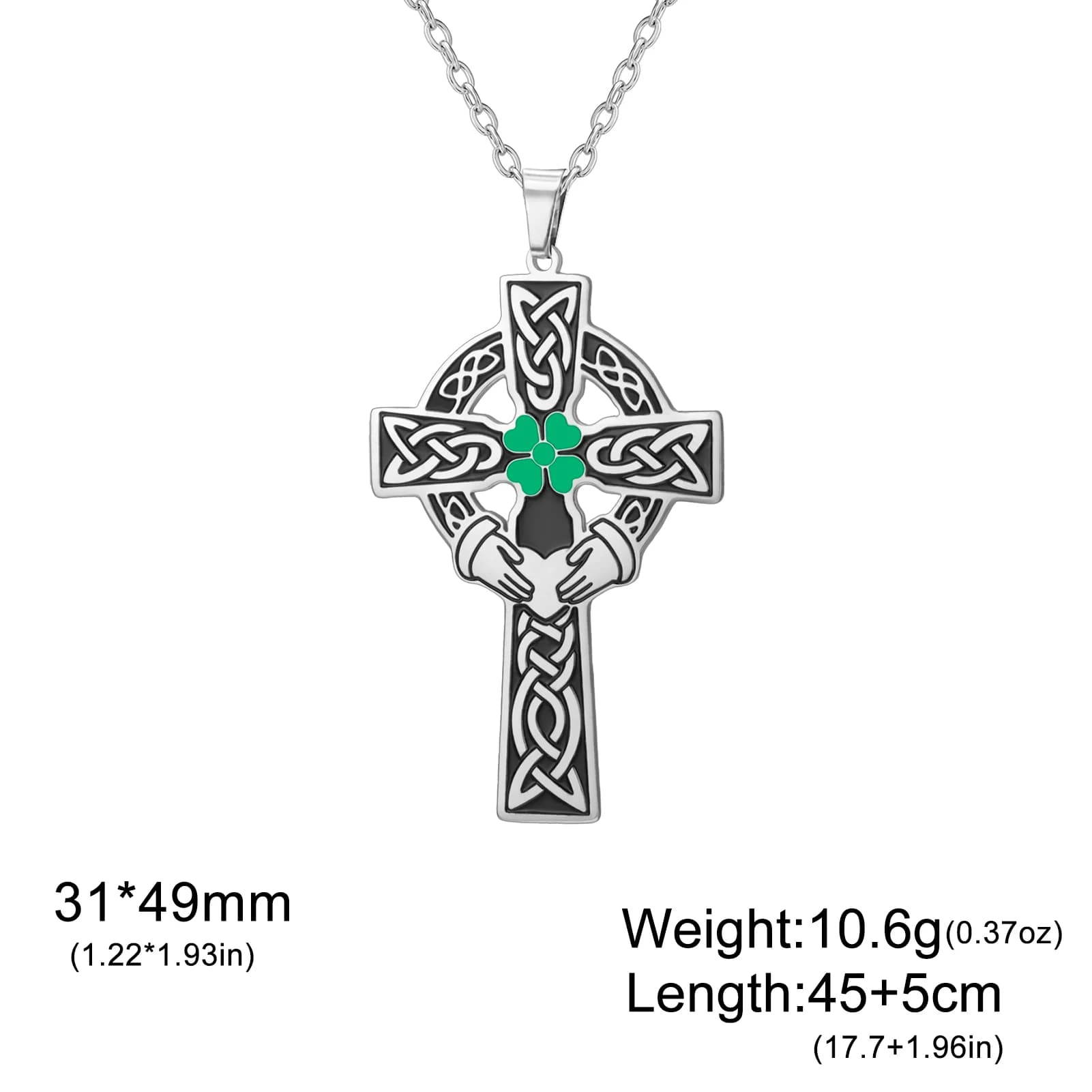 Collier pendentif croix celtique Vintage pour hommes et femmes, Design Shamrock Claddagh, en acier i