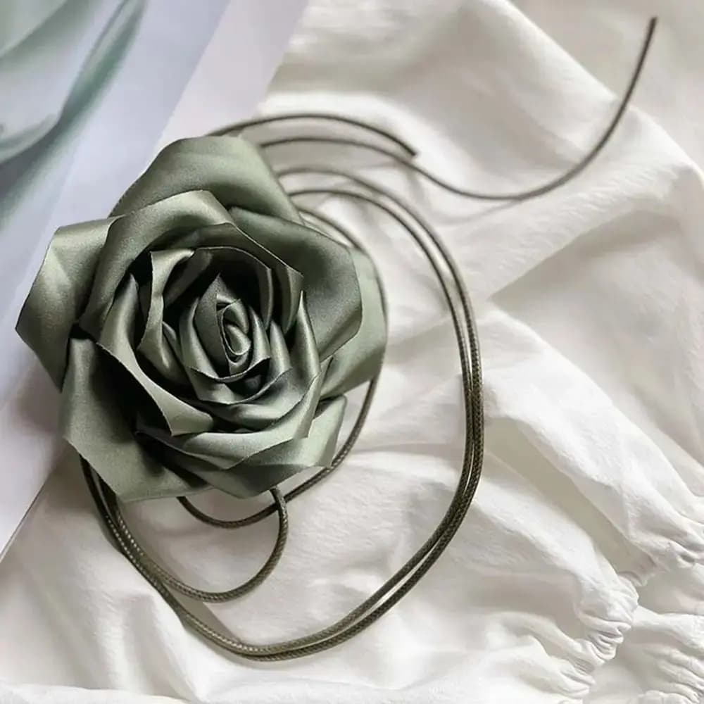 Collier ras du cou en dentelle rose pour femme, grande fleur, ULlongue élégante, accessoires de cou,