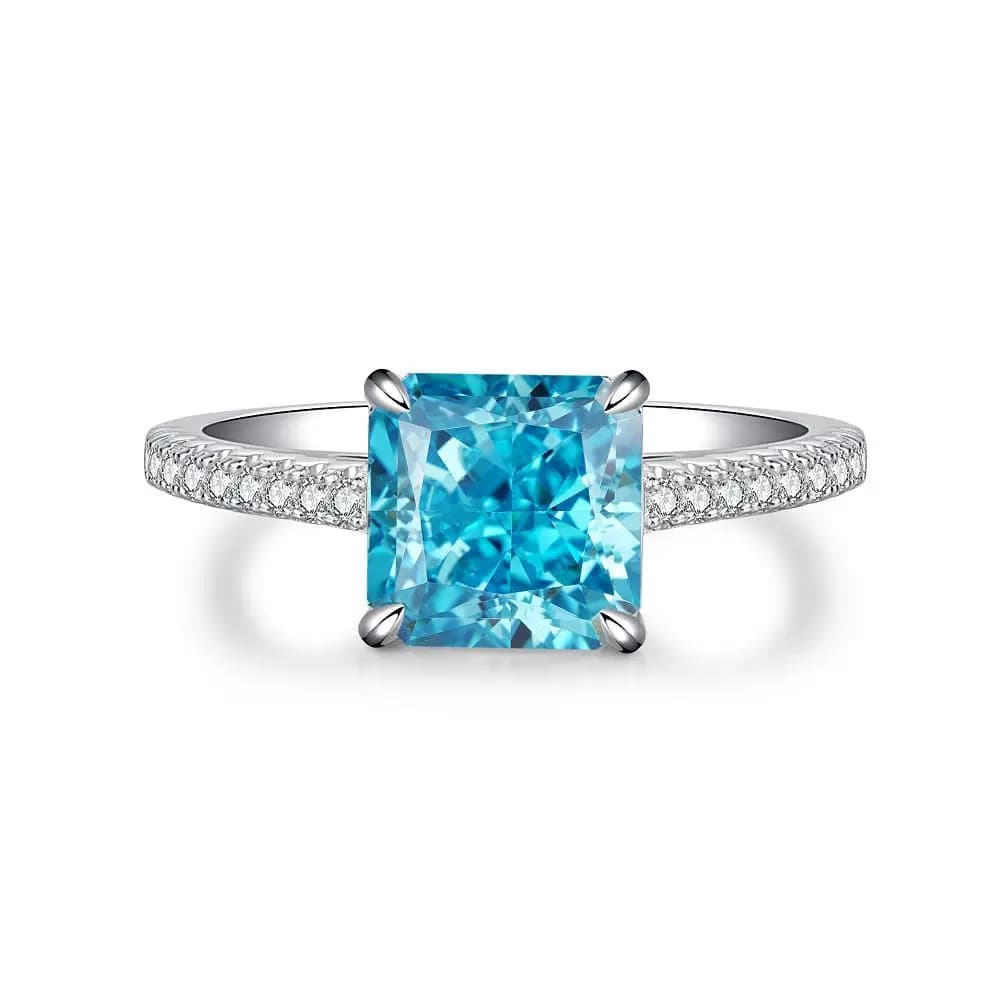 Bague de mariage de luxe en platine massif PT950 pour femme, diamant bleu saphir 3CT, cadeau d'anniv
