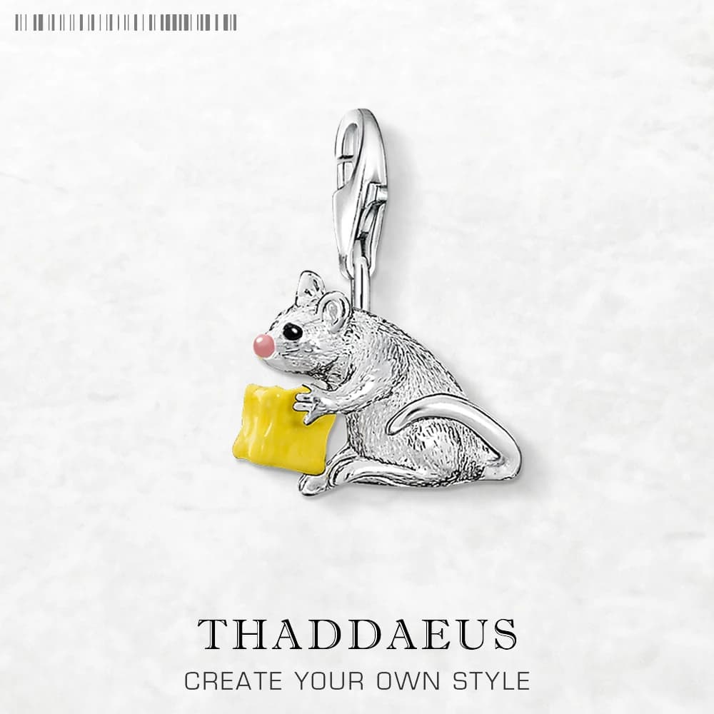 Pendentif à breloques souris et fromage pour bracelet européen, style européen en argent sterling 92