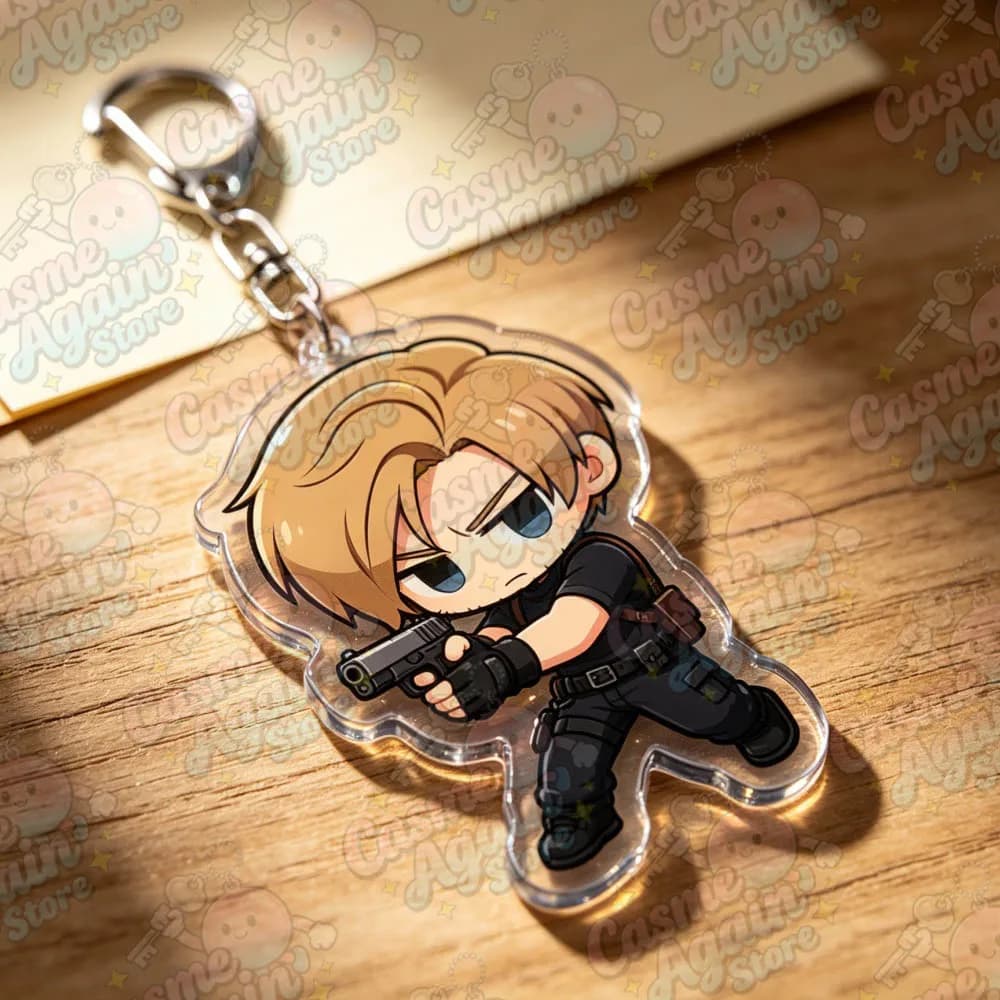 Porte-clés en acrylique de dessin animé Leon S. Kennedy pour accessoires, breloque de sac, porte-clé