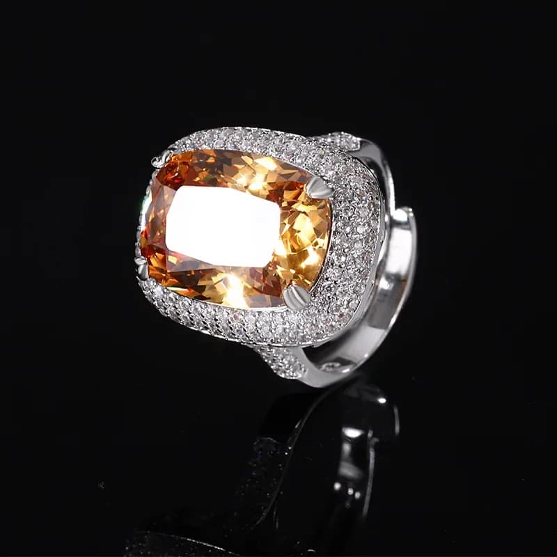 Bijoux de Haute Qualité en Pierre Carrée, Coupe Coussin, avec Bague Réglable, Boucles d'Oreilles, Co