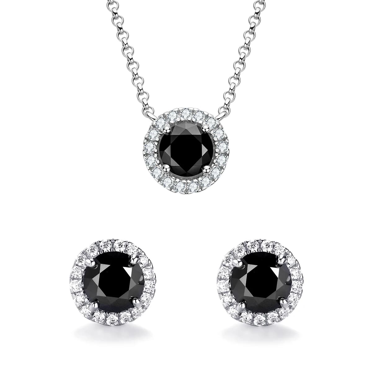 925 argent Moissanite pendentif collier boucles d'oreilles ensembles noir diamant ensemble de bijoux