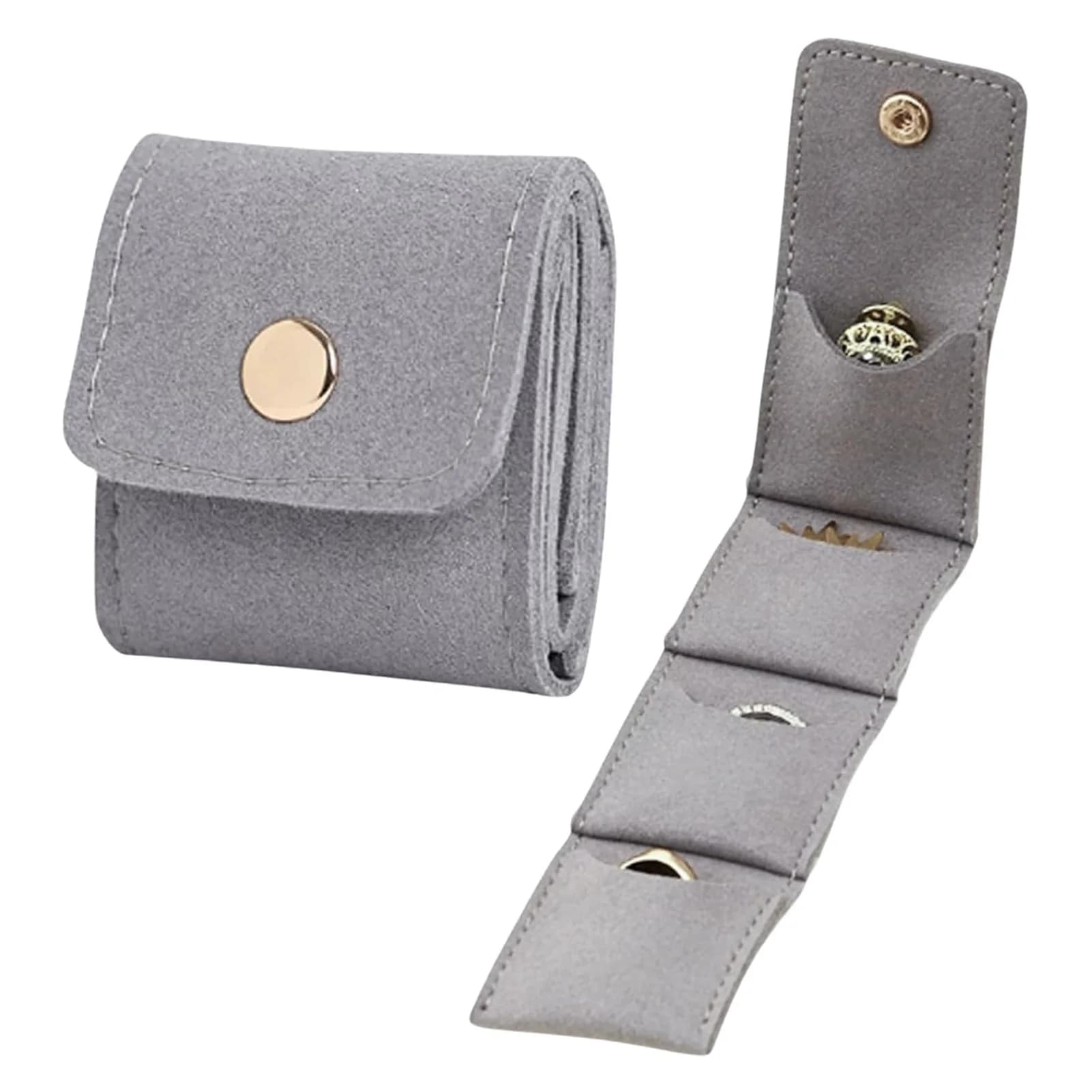 Pochette de rangement de bijoux pliable avec plusieurs compartiments pour bagues, colliers, boucles 