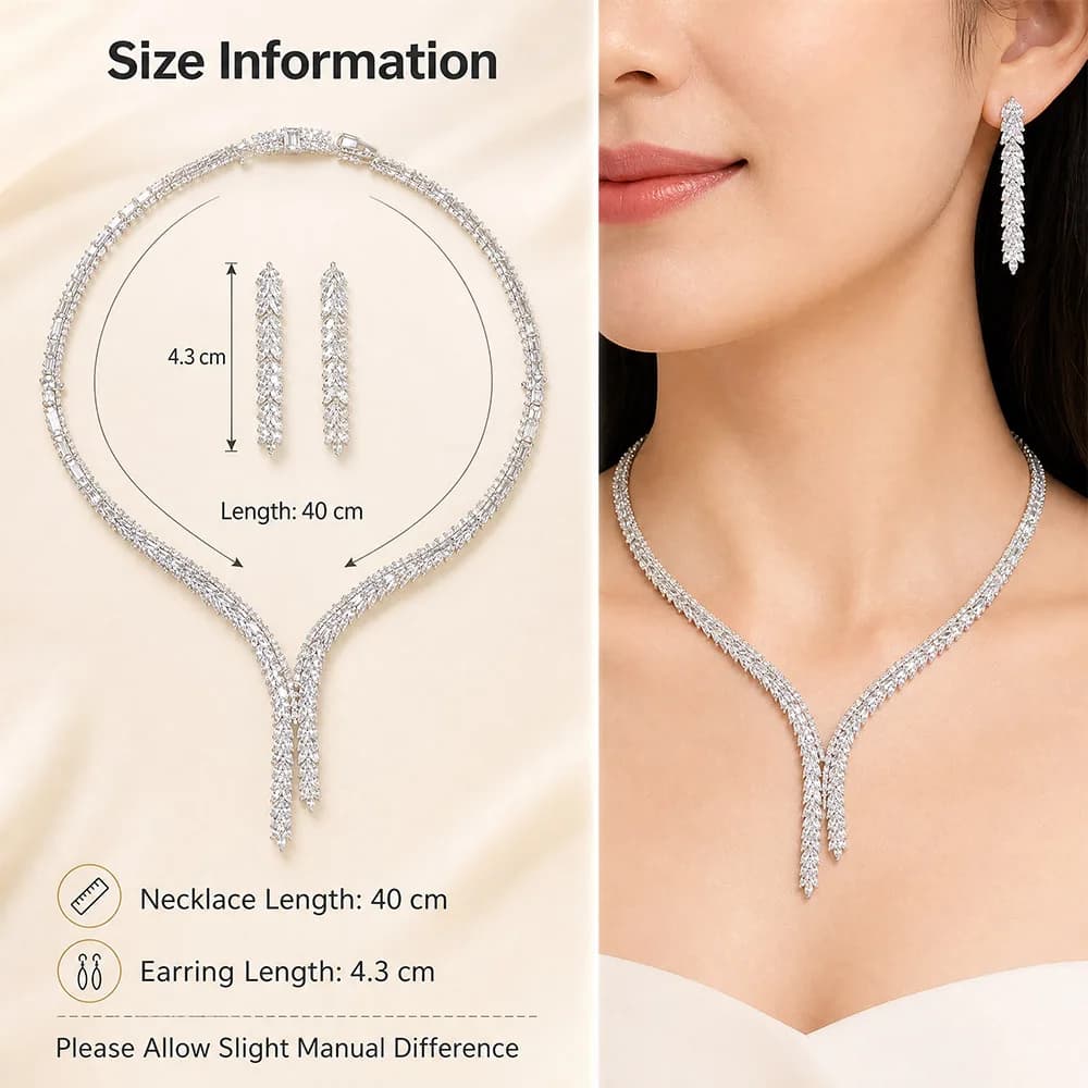 Ensemble de bijoux de luxe inspiré des créateurs, boucles d'oreilles en CZ, accessoires élégants pou