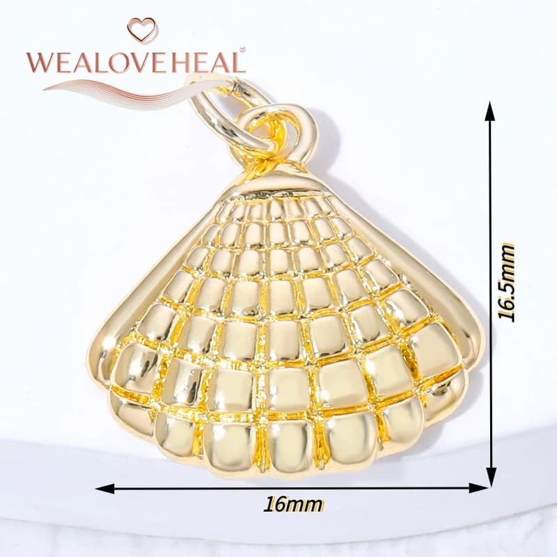 charms pour fabrication de bijoux,création bijoux,Pendentif Coquillage en Laiton Plaqué Or 18K avec 