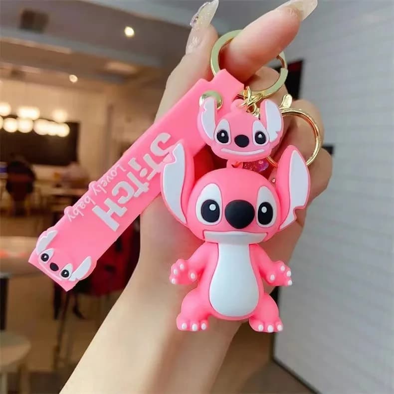Porte-clés en PVC avec pendentif de dessin animé Disney Lilo et Stitch Scrump, porte-clés de voiture