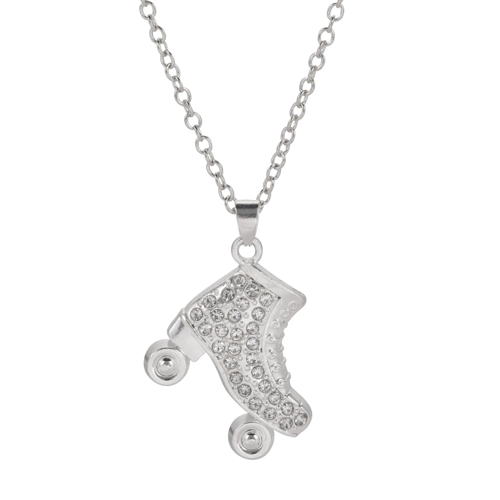 1pc mode argent couleur patin collier avec roues patin à roulettes strass collier pour femmes hommes