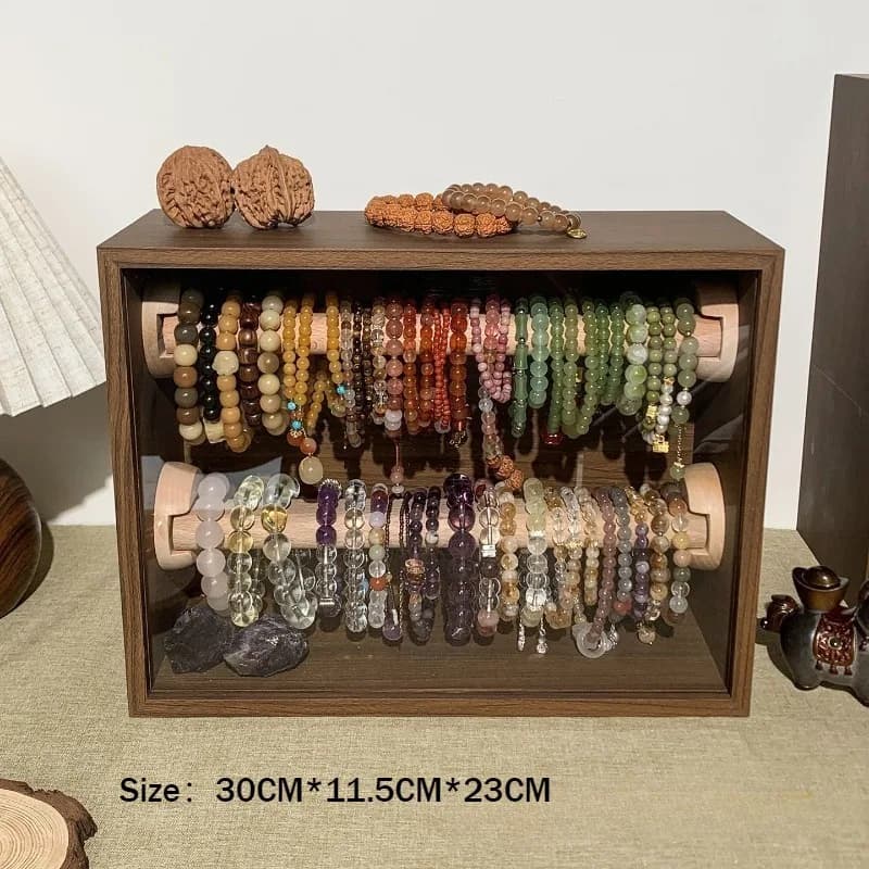 Présentoir à bijoux en bois, boîte de rangement de bibelots, boîtes en acrylique transparentes, étui