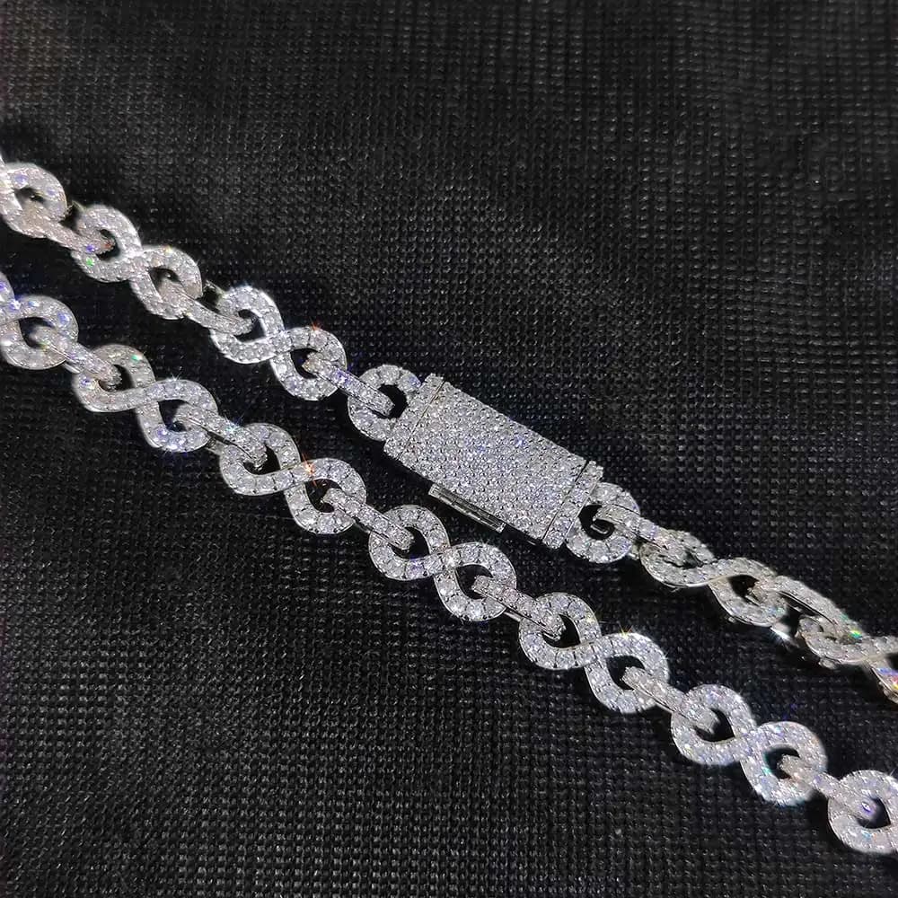 Collier Hip Hop Bling 8 caractères pour hommes et femmes, collier à maillons cubains glacés, bijoux 