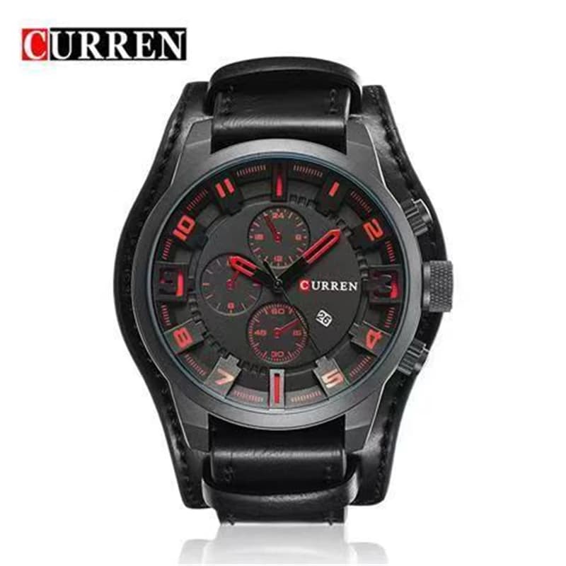 Montre pour homme haut de gamme et élégante avec calendrier multifonctionnel et bracelet en cuir, ad