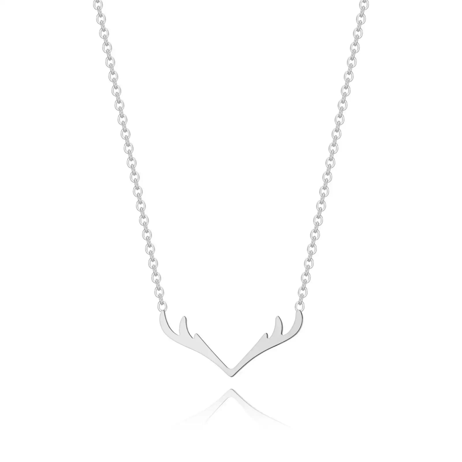 Collier pendentif corne de cerf pour femmes et hommes, bijoux en acier inoxydable, cadeaux de fête d