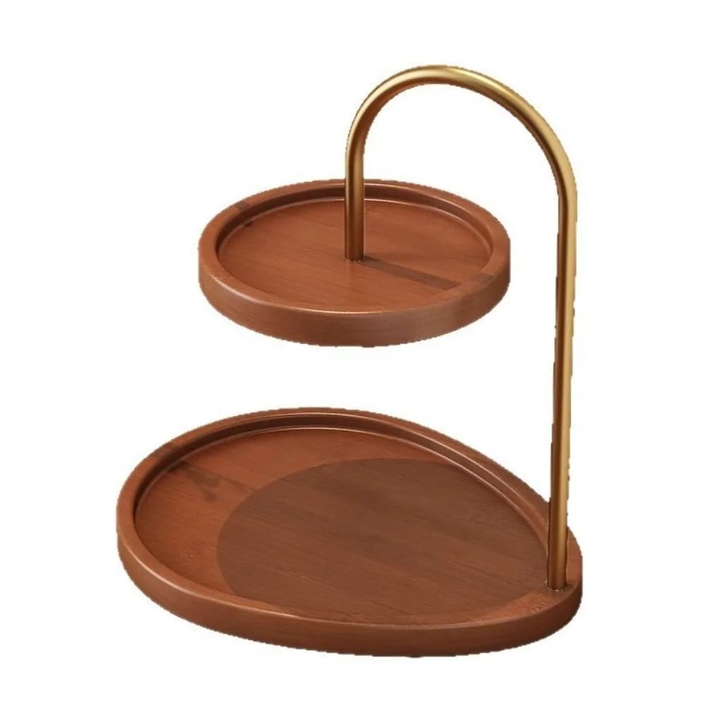 Plateau de rangement double couche en bois, support décoratif pour bijoux, organisateur de bijoux, p