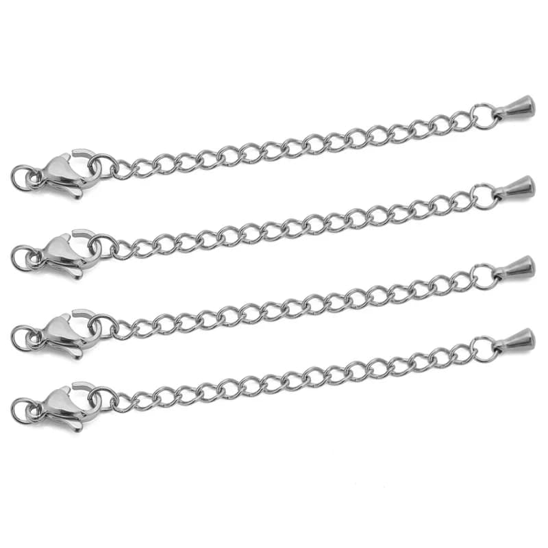 Chaînes d'extension en acier inoxydable, 10 pièces, avec fermoirs à homard, connecteur, lien, queue 