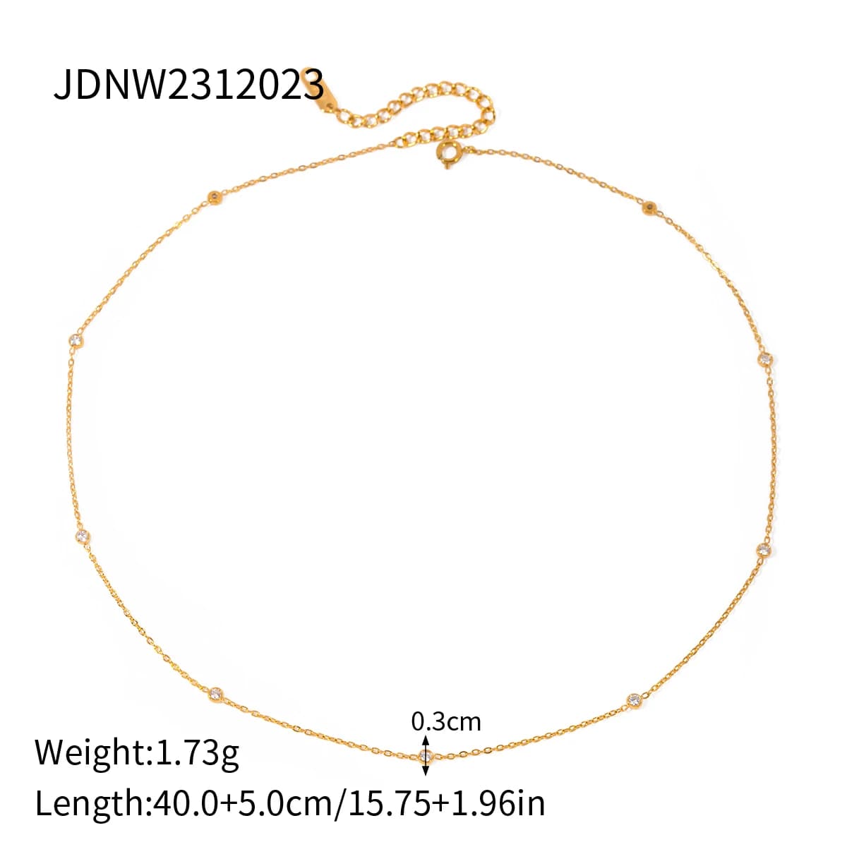 Zora – collier Long en zircone pour femmes, exquis et Simple, en acier inoxydable plaqué or 18 carat
