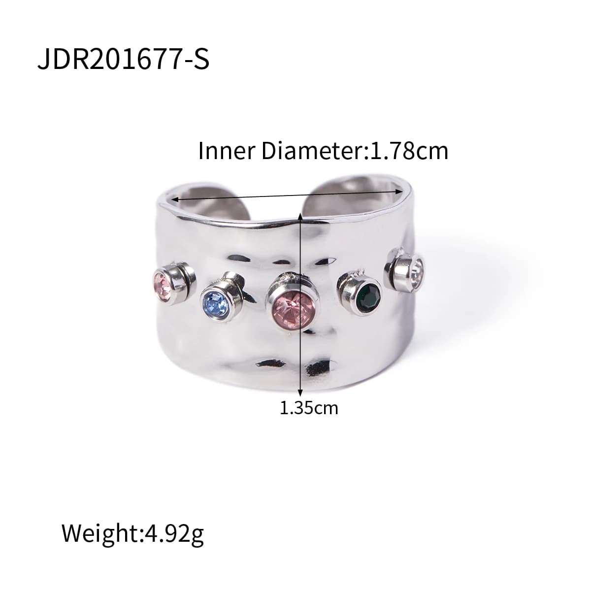 Uworld coloré cubique Zircon CZ pierre cristal large bande bijoux femmes en acier inoxydable étanche