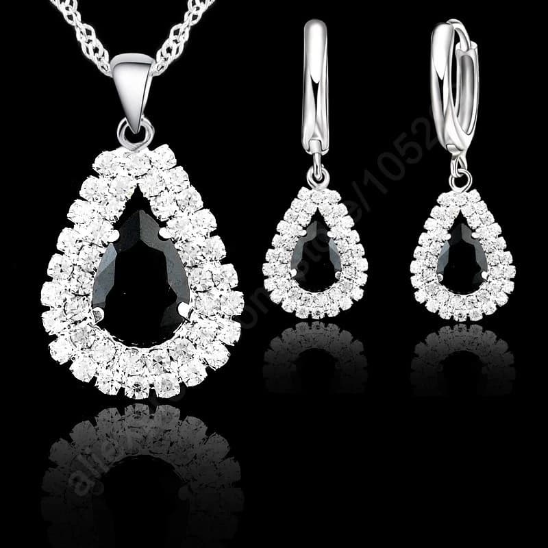 Ensembles de bijoux de mariage élégants en argent Sterling 925 pour femmes, goutte d'eau Fine, pende