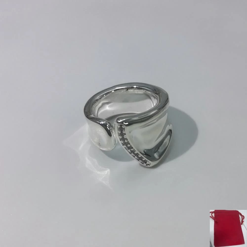 Bague géométrique en or et argent avec diamants, collection 2026 Espagne, accessoires de bijouterie,