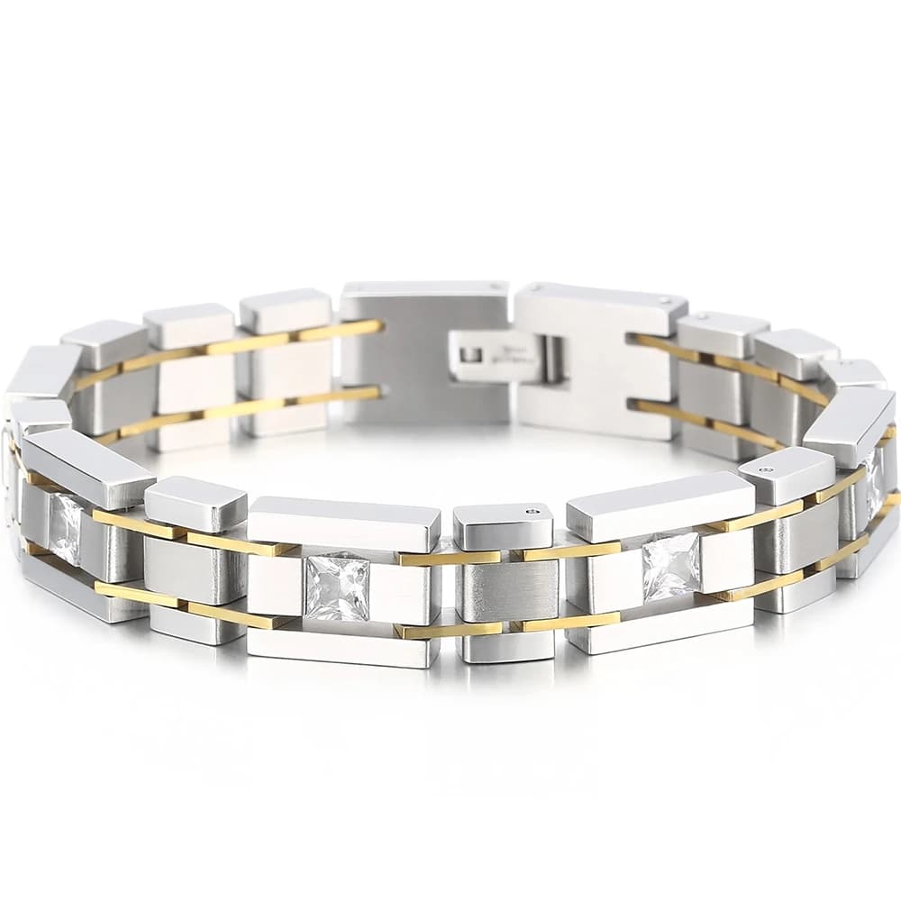 Bracelets pour hommes, bijoux CZ, cadeaux d'anniversaire pour petit ami, bracelet en acier inoxydabl