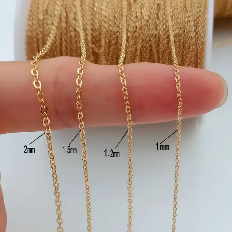 Chaîne fine en laiton plaqué or 14K, 1 mètre, pour la fabrication de bijoux, de bricolage, chaînes p