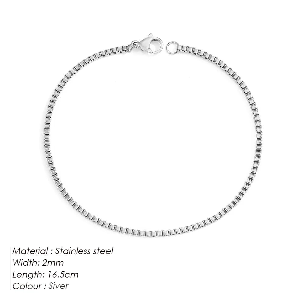 Bracelet minimaliste EManco pour homme et femme, en acier inoxydable couleur argent, avec chaîne mai