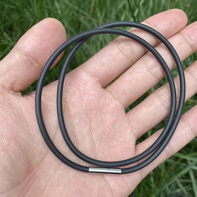 3mm 4mm noir caoutchouc cuir corde chaîne collier ras du cou en acier inoxydable fermeture connecteu